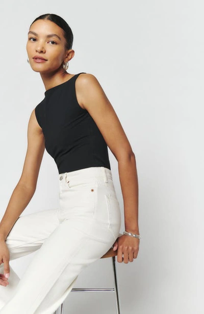 Reformation Dusk Stretch Organic Cotton Knit Top In Black