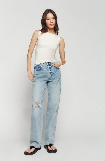 Reformation Dusk Stretch Organic Cotton Knit Top In Fior Di Latte
