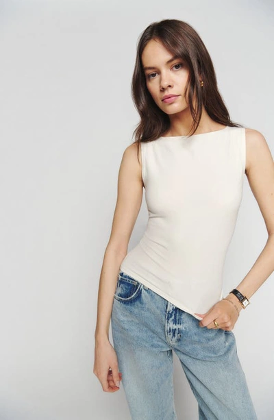 Reformation Dusk Stretch Organic Cotton Knit Top In Fior Di Latte