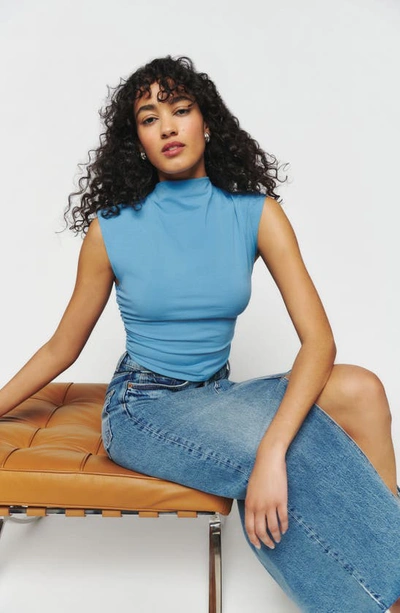 Shop Reformation Lindy Ruched Crop Top In Capri