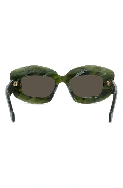 Shop Loewe Silver Screen 49mm Rectangular Sunglasses In Shiny Green Marble