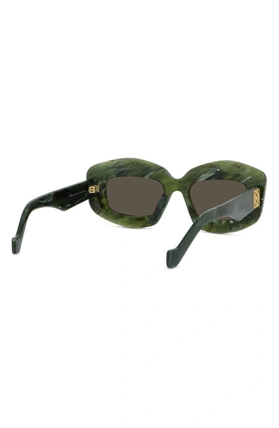 Shop Loewe Silver Screen 49mm Rectangular Sunglasses In Shiny Green Marble