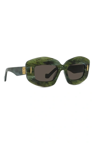 Shop Loewe Silver Screen 49mm Rectangular Sunglasses In Shiny Green Marble