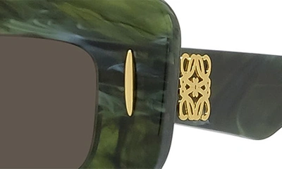 Shop Loewe Silver Screen 49mm Rectangular Sunglasses In Shiny Green Marble