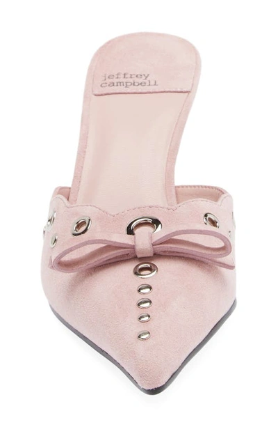 Shop Jeffrey Campbell Gratis Pointed Toe Mule In Baby Pink Suede Silver