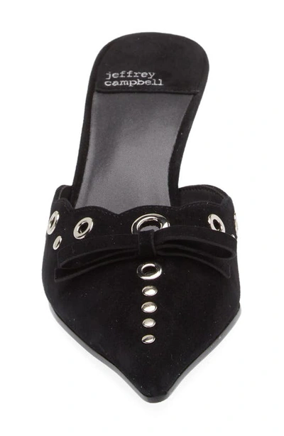 Shop Jeffrey Campbell Gratis Pointed Toe Mule In Black Suede Silver