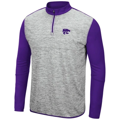 Shop Colosseum Heathered Gray/purple Kansas State Wildcats Prospect Quarter-zip Jacket In Heather Gray