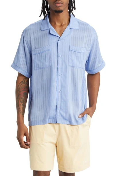 Shop Saturdays Surf Nyc Cameron Stripe Short Sleeve Shirt In Hydrangea