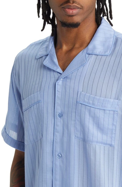 Shop Saturdays Surf Nyc Cameron Stripe Short Sleeve Shirt In Hydrangea