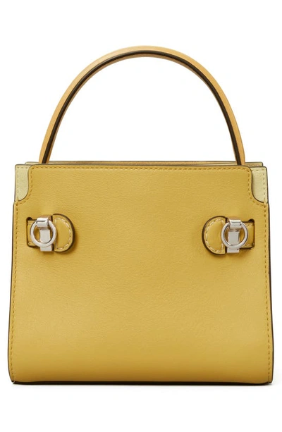 Tory Burch Petite Lee Radziwill Pocket Leather Double Bag In Cornbread