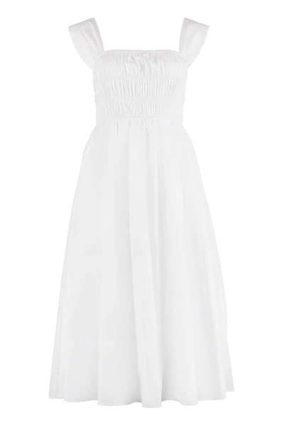 Shop Staud Ida Poplin Midi Dress In White