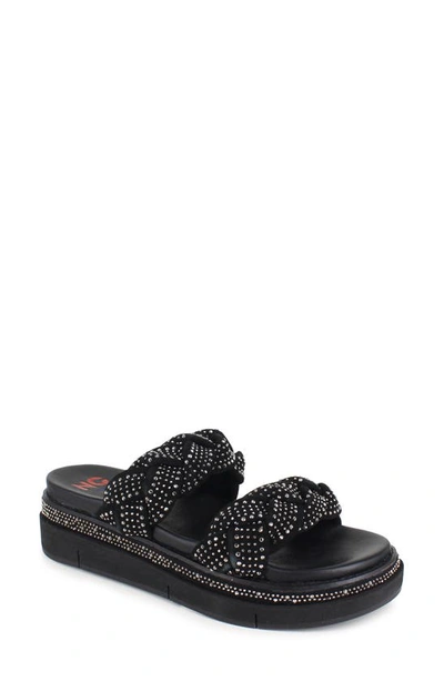 Shop National Comfort Karena Braided Platform Slide Sandal In Black Suede