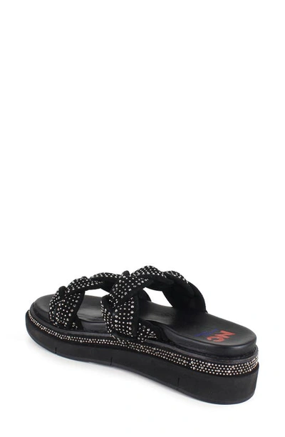Shop National Comfort Karena Braided Platform Slide Sandal In Black Suede
