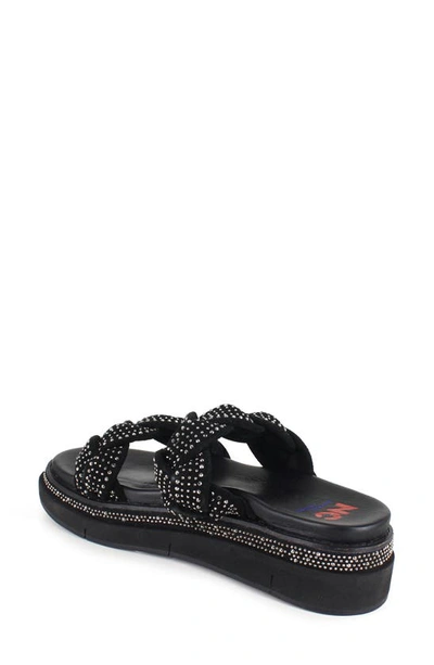 National Comfort Braided Platform Slide Sandal In Black Suede