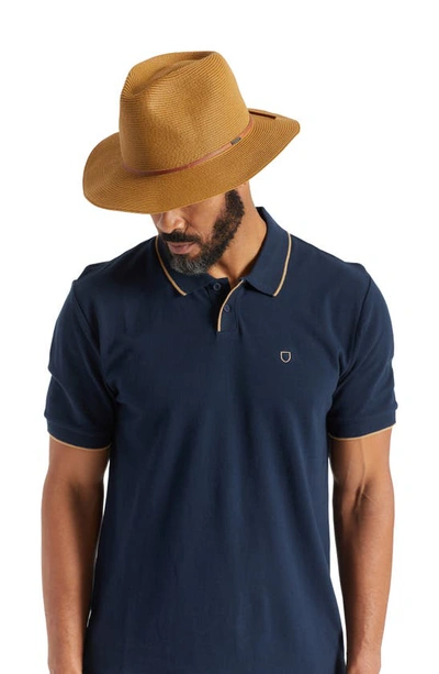 Shop Brixton Wesley Packable Straw Fedora In Copper