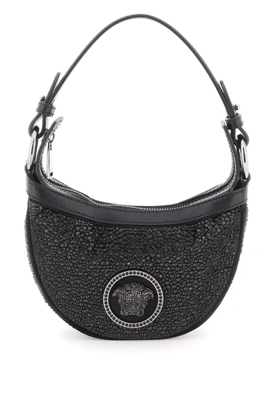 Shop Versace 'repeat' Crystal Mini Hobo Bag