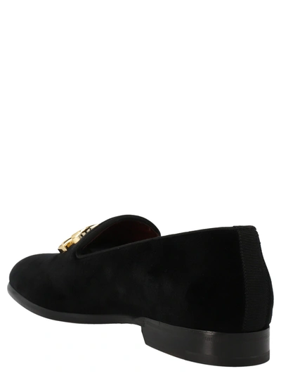 Shop Dolce & Gabbana Logo Velvet Loafers Black
