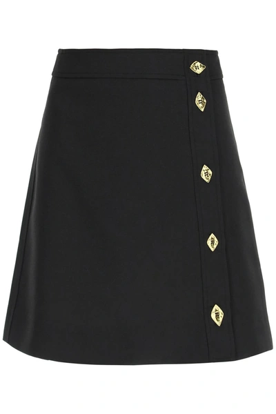 Shop Ganni Mini Skirt With Golden Buttons