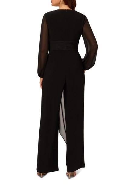 Shop Adrianna Papell Chiffon & Jersey Jumpsuit In Black
