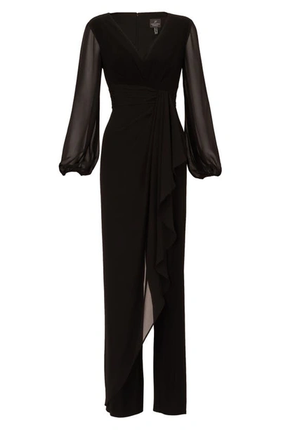 Shop Adrianna Papell Chiffon & Jersey Jumpsuit In Black