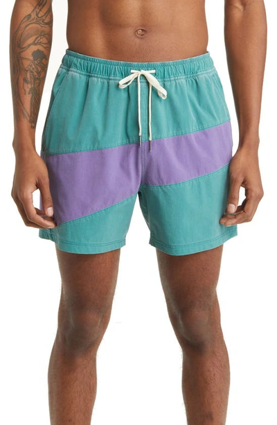 Shop Fair Harbor Bungalow Swim Trunks In Purple Colorblock