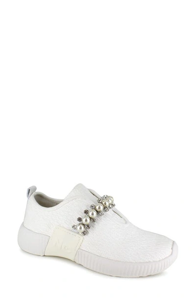 Shop National Comfort Kenzey Embellished Slip-on Sneaker In White Suede