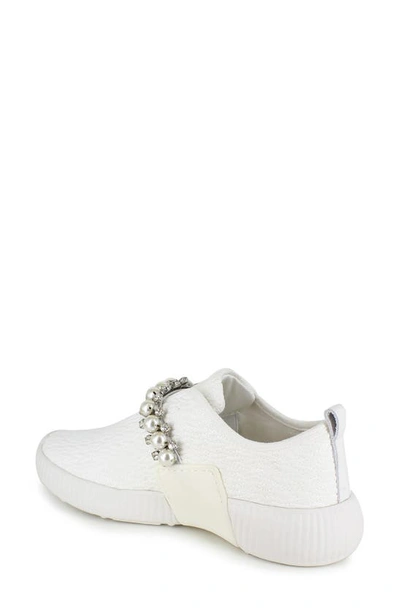 Shop National Comfort Kenzey Embellished Slip-on Sneaker In White Suede