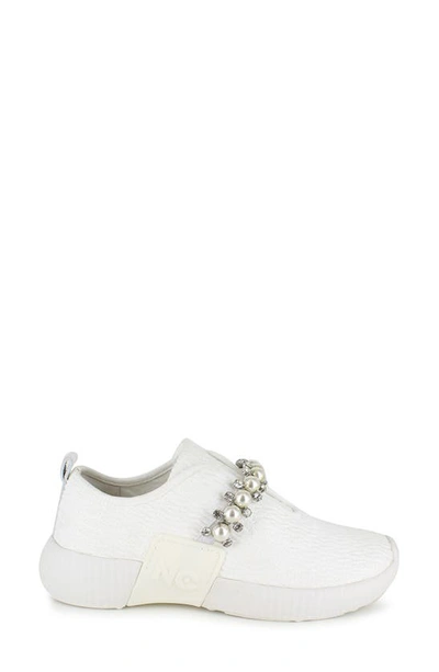 National Comfort Embellished Slip-on Sneaker In White Suede