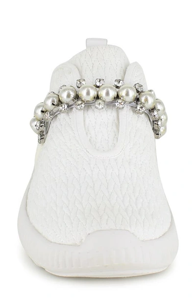 National Comfort Embellished Slip-on Sneaker In White Suede
