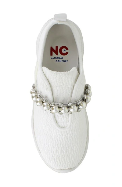 Shop National Comfort Kenzey Embellished Slip-on Sneaker In White Suede