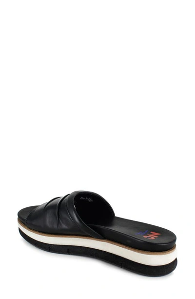 National Comfort Scrunchie Platform Slide Sandal In Black Leather