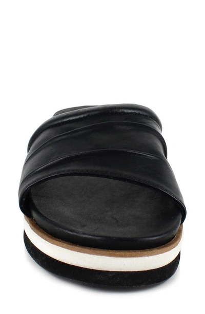 National Comfort Scrunchie Platform Slide Sandal In Black Leather