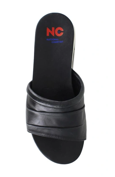 Shop National Comfort Kai Scrunchie Platform Slide Sandal In Black Leather