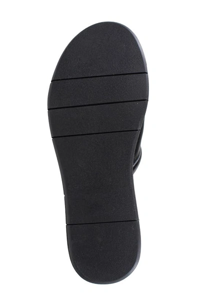 National Comfort Scrunchie Platform Slide Sandal In Black Leather