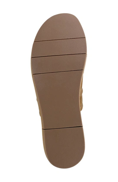 National Comfort Scrunched Platform Slide Sandal In Tan Leather