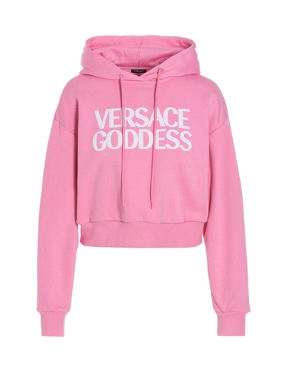 Shop Versace ' Goddess' Hoodie In Pink