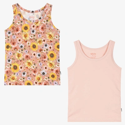 Shop Molo Girls Pink Cotton Floral Vests (2 Pack)