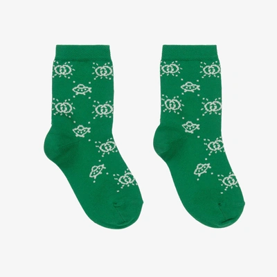 Shop Gucci Teen Boys Green Cotton Interlocking G Socks