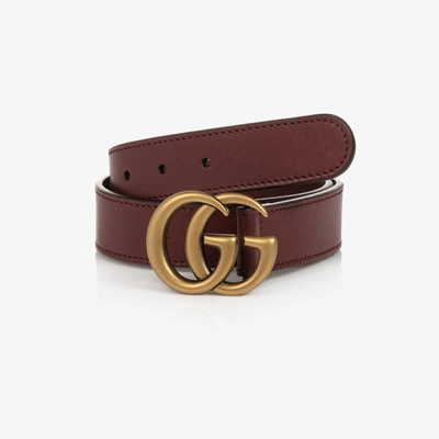 Shop Gucci Red Leather Gg Belt