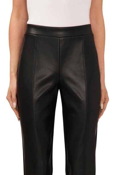 Cece Split Hem Faux Leather Leggings In Rich Black