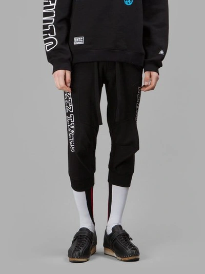 Ktz Cropped Embroidered Cotton Jogging Pants In Black