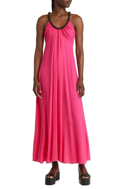 Shop Topshop Chuck On Beaded Strap Maxi Dress In Pink