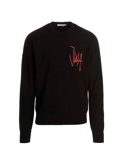 Shop Jw Anderson 'jwa' Sweater In Black