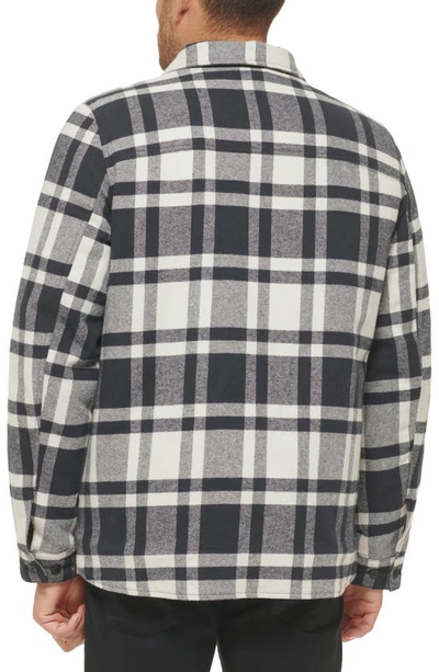 Shop Levi's Quilt Lined Cotton Shacket In Cream / Navy Woodsman Plaid