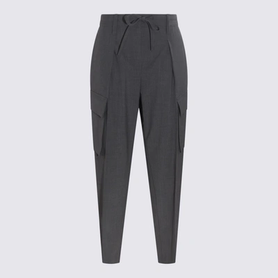 Shop Brunello Cucinelli Dark Grey Wool Blend Tropical Cargo Trousers