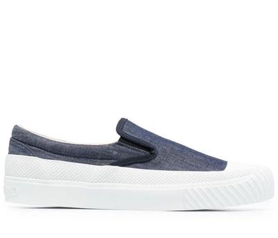 Shop Stone Island Rubber-toecap Slip-on Sneakers In Blue