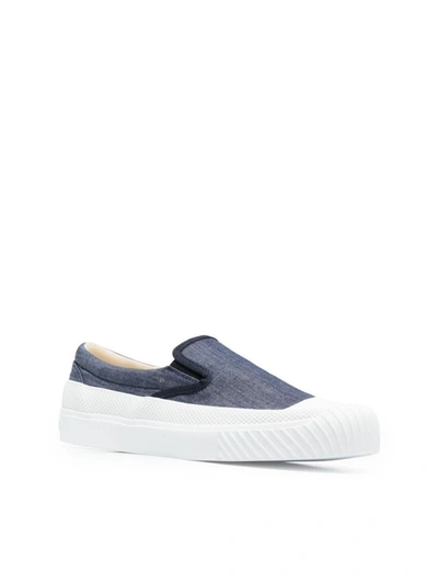 Shop Stone Island Rubber-toecap Slip-on Sneakers In Blue