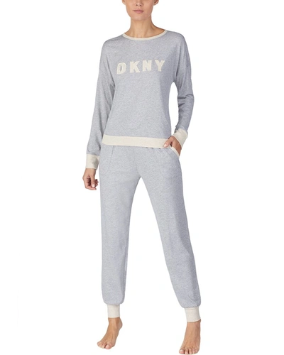 Shop Dkny Pajama Jogger Set In Grey