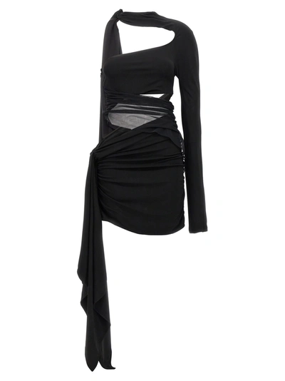 Shop Mugler Cut-out Sheer Dress Dresses Black