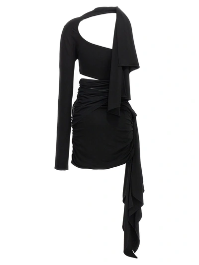 Shop Mugler Cut-out Sheer Dress Dresses Black